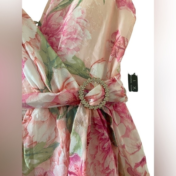 NWT TRIXXI Womens Juniors Floral Glitter Formal Dress - Picture 9 of 12